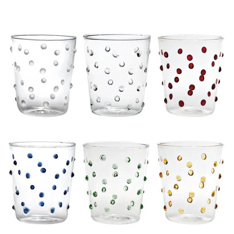 Compra Oggi Stesso 45 cl - Zafferano Party Bicchiere Bibita Pallini Colorati in Vetro Borosilicato - Set 6 Pezzi