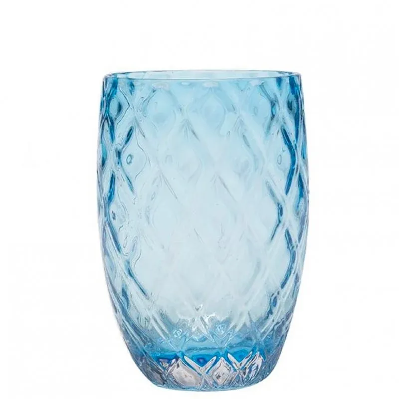 38 cl - Zafferano Losanghe Bicchiere Acqua in Vetro Soffiato - Set 6 Pezzi Di Tendenza