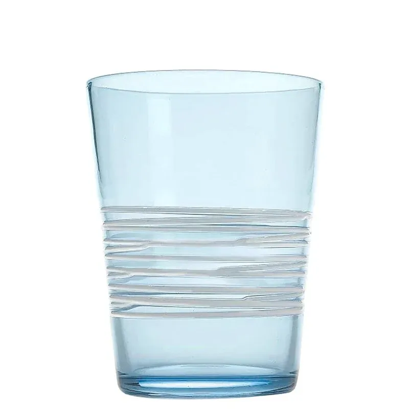 40 cl - Zafferano Filante Bicchiere Acqua Righe in Vetro Soffiato - Set 6 Pezzi Sconto