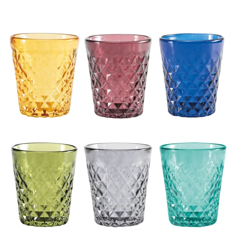 35 cl - Zafferano Balloton Bicchiere Acqua in Vetro Soffiato - Set 6 Pezzi Prezzo Di Fabbrica
