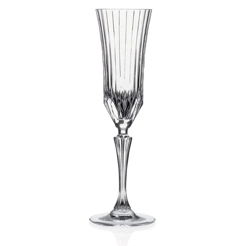 18 cl - RCR Adagio Calice Flute Rigato in Vetro - Set 6 Pezzi Nuova Collezione