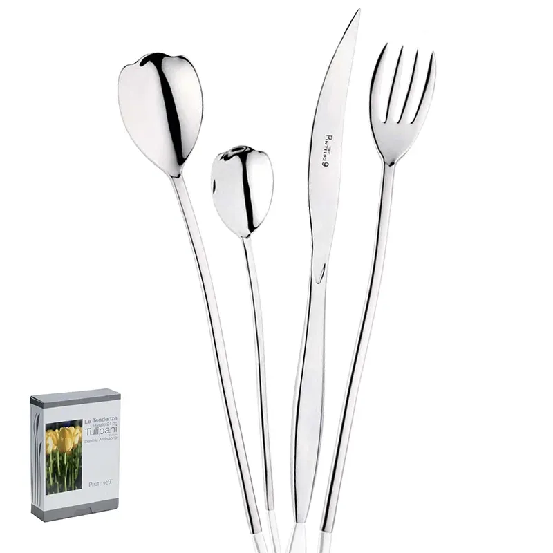 Ultima Occasione Pintinox Tulipani Servizio Posate In Acciaio Inox - Set 24 Pz