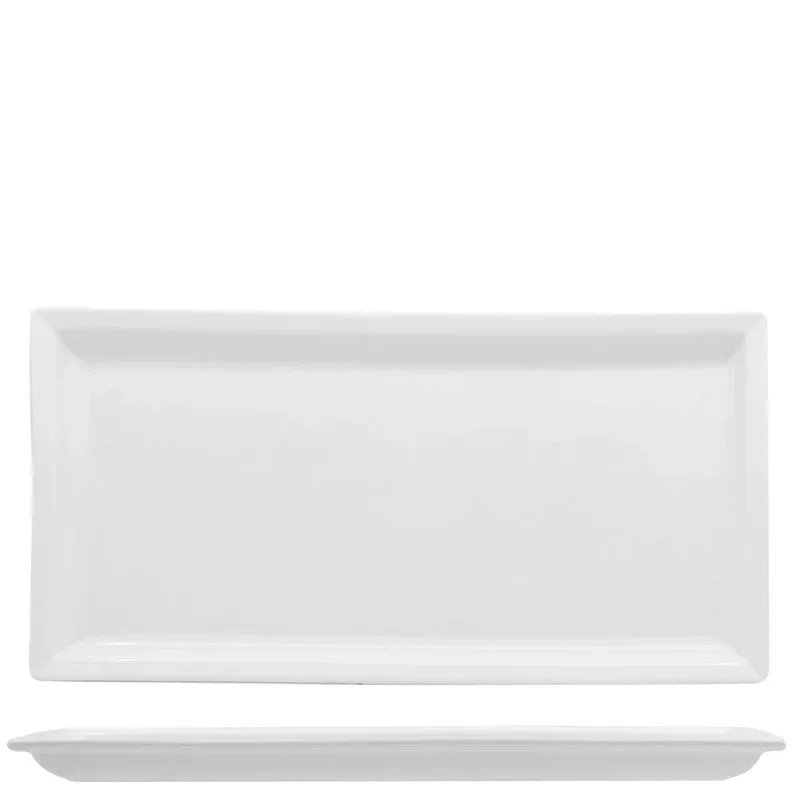 36.5x18 cm - Lioness Justwhite Piatto Presentazione Rettangolare In Porcellana - Set 3 Pz Occasione Imperdibile