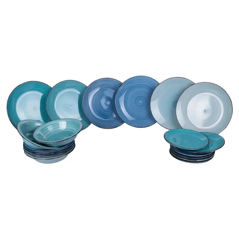 Villa D‘Este Baita Acqua Ocean Servizio Piatti In Gres - Set 12 Pz Quantità Limitata