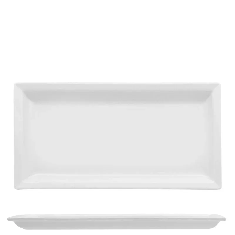 27x14 cm - Lioness Justwhite Piatto Vassoio Rettangolare In Porcellana - Set 6 Pz Promozione Esclusiva