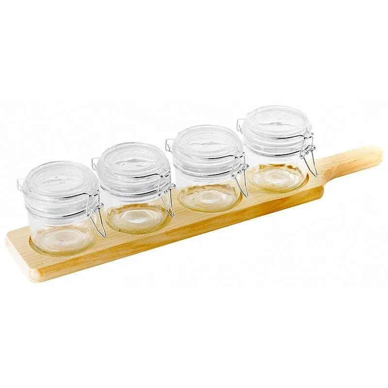 17.6 cl Paderno Happy Hour Coppette per Aperitivo Con Supporto Vassoio In Legno - Set 5 Pz Saldi