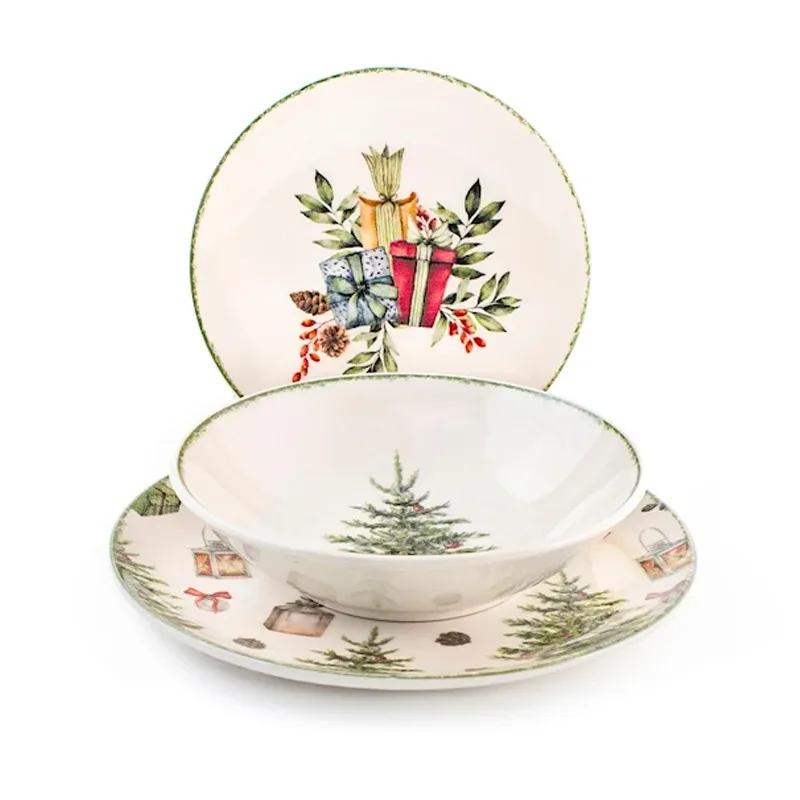 Popolare H&H Christmas Carol Servizio Piatti In Stoneware - Set 18 Pz