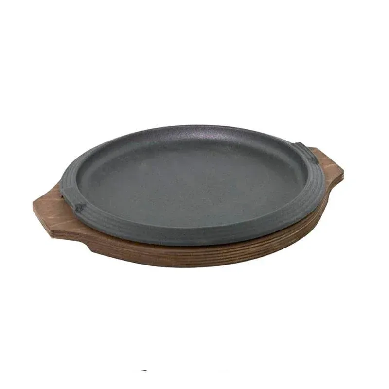 21 cm - Ilsa Piatto In Ghisa Con Supporto In Legno Professionale