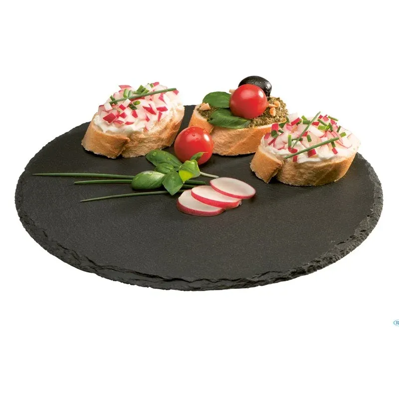 Economico 38 cm - Aps Piatto Vassoio Rotondo In Ardesia