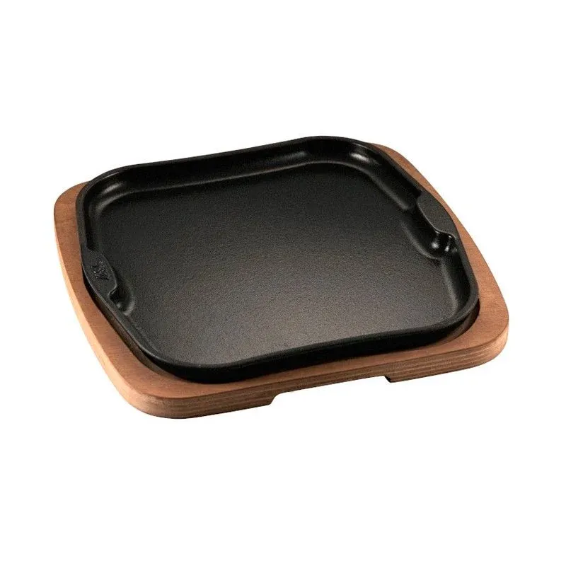 25x25 cm - Ilsa Gourmet Piatto In Ghisa Con Supporto In Legno Promozione Esclusiva