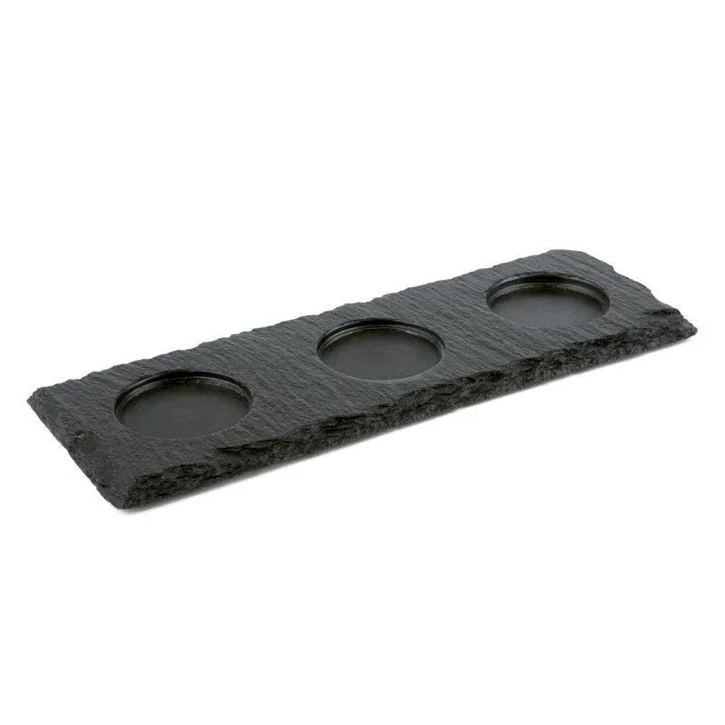 Popolare 28x10 cm - Aps PIatto Vassoio 3 Scomparti In Ardesia