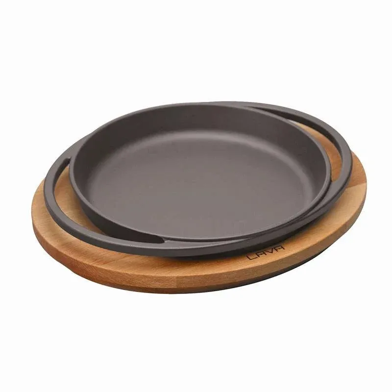 Novità 16 cm - Paderno Cast Iron Cookware Piatto In Ghisa Con Supporto In Legno