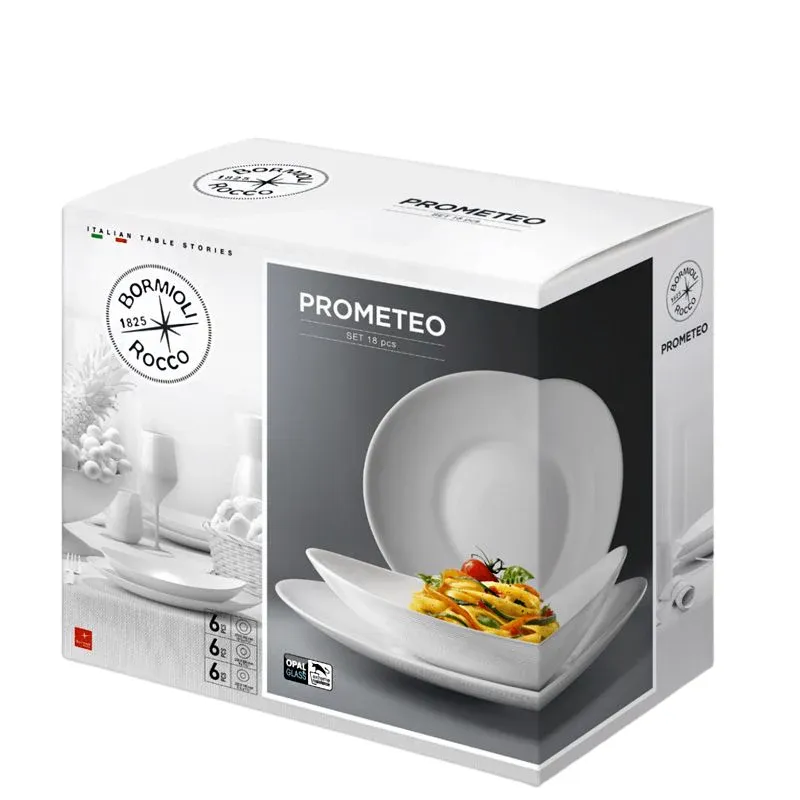 Bormioli Rocco Prometeo Servizio Piatti In Vetro Opale - Set 18 Pz Direttamente Dal Produttore