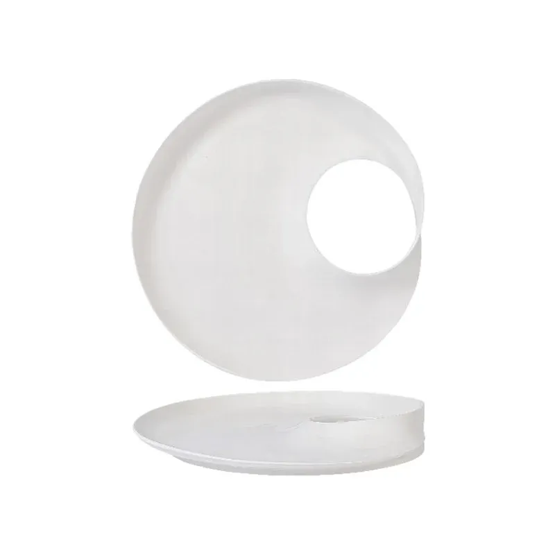 Nuova Collezione 26 cm - Essentia Magnesium Hole Piatto Presentazione Rotondo In Porcellana - Set 2 Pz