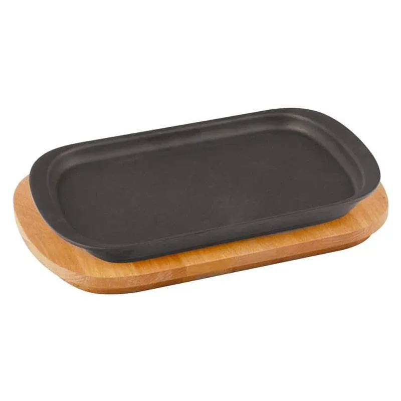 32x20 cm - Paderno Cast Iron Cookware Piatto In Ghisa Con Supporto In Legno Compra Online