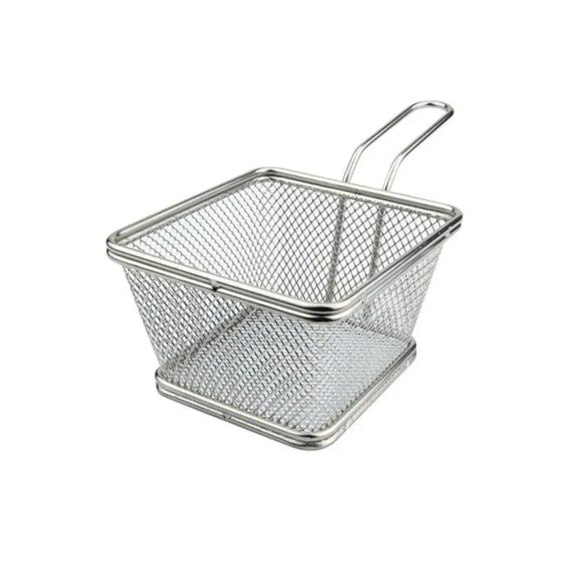 10 cm - Ilsa Mini Cestello Porta Snack Quadrato In Acciaio Inox 18/10 Spedizione Espresso