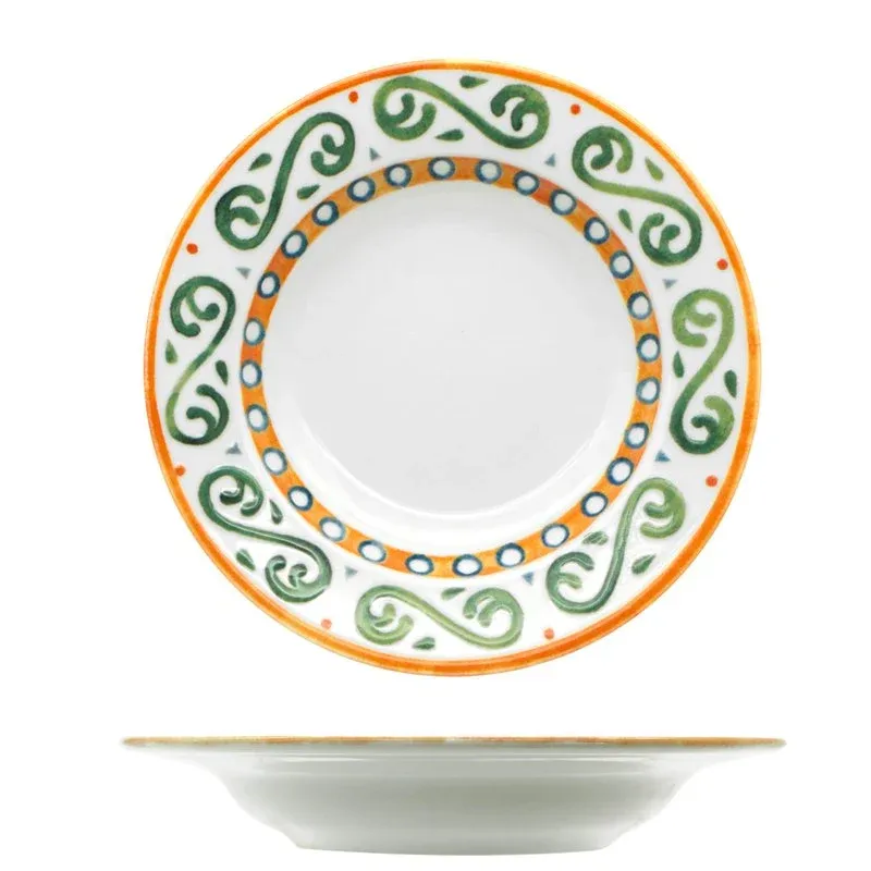 23 cm - Saturnia Capri Piatto Fondo In Porcellana - Set 12 Pz Prezzo Ridotto