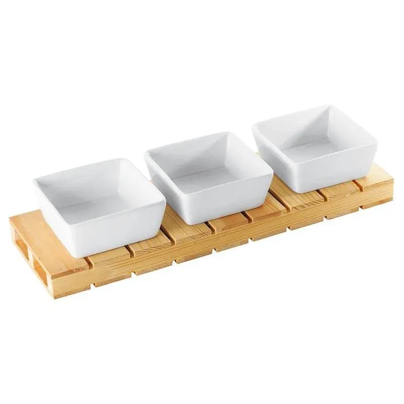 Prezzo Conveniente Paderno Happy Hour Coppette per Aperitivo Quadrate Con Supporto In Legno - Set 4 Pz