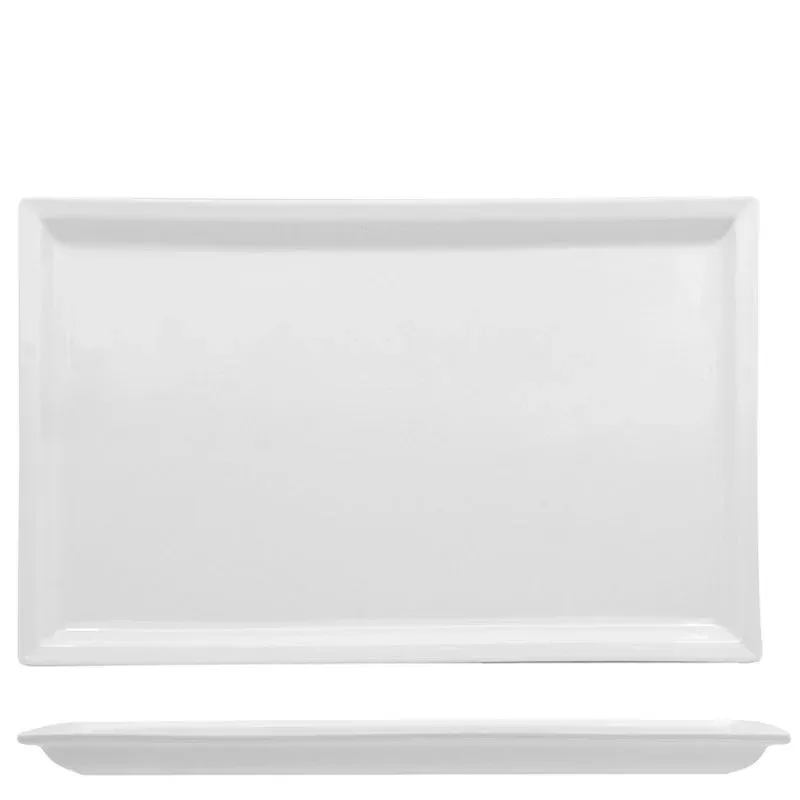 36x22 cm - Lioness Justwhite Piatto Presentazione Rettangolare In Porcellana - Set 3 Pz Spedizione Espresso