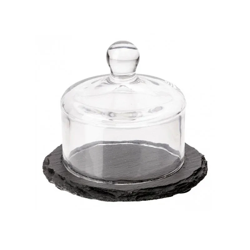 10.5 cm - Aps Piatto Presentazione In Ardesia Con Cloche In Vetro Consegna Rapida