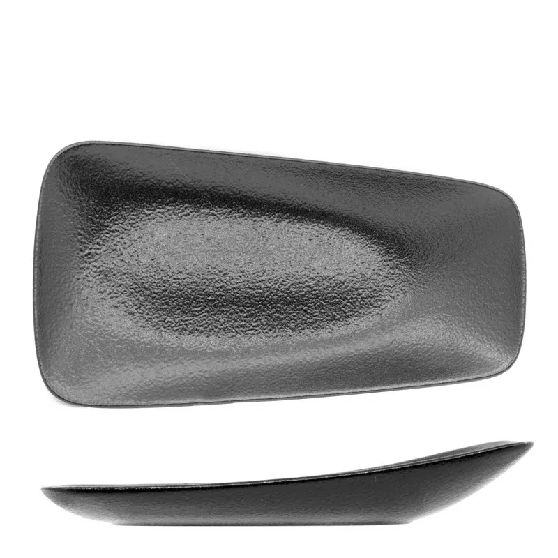 Ultime Pezzi 24x13 cm - Ariane Black Dazzle Piatto Vassoio Rettangolare In Porcellana - Set 12 Pz