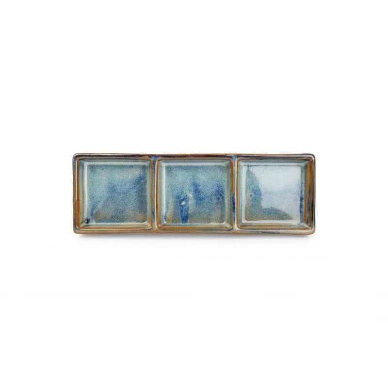 24x8 cm - F2D Nova Piatto Vassoio 3 Scomparti In Porcellana - Set 4 Pz Occasione Imperdibile
