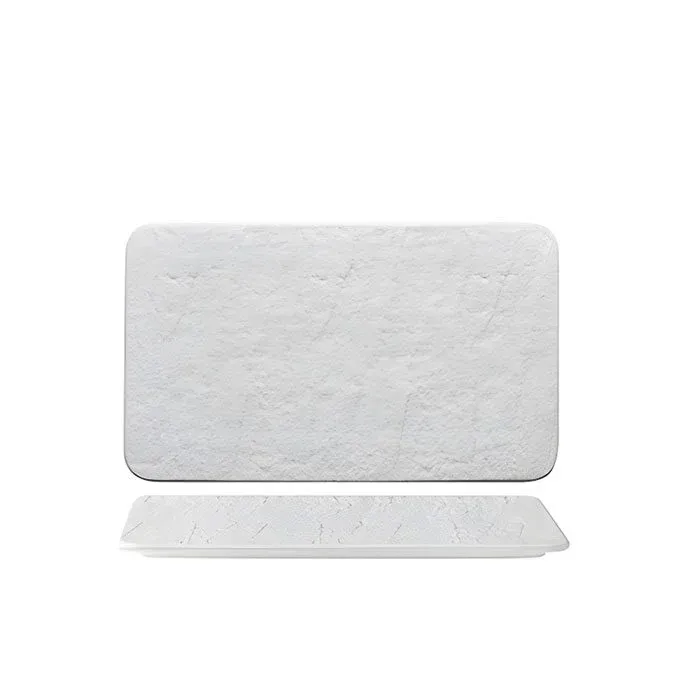 Offerta Limitata 25x15 cm - Erosion PIatto Vassoio Rettangolare In Porcellana - Set 6 Pz