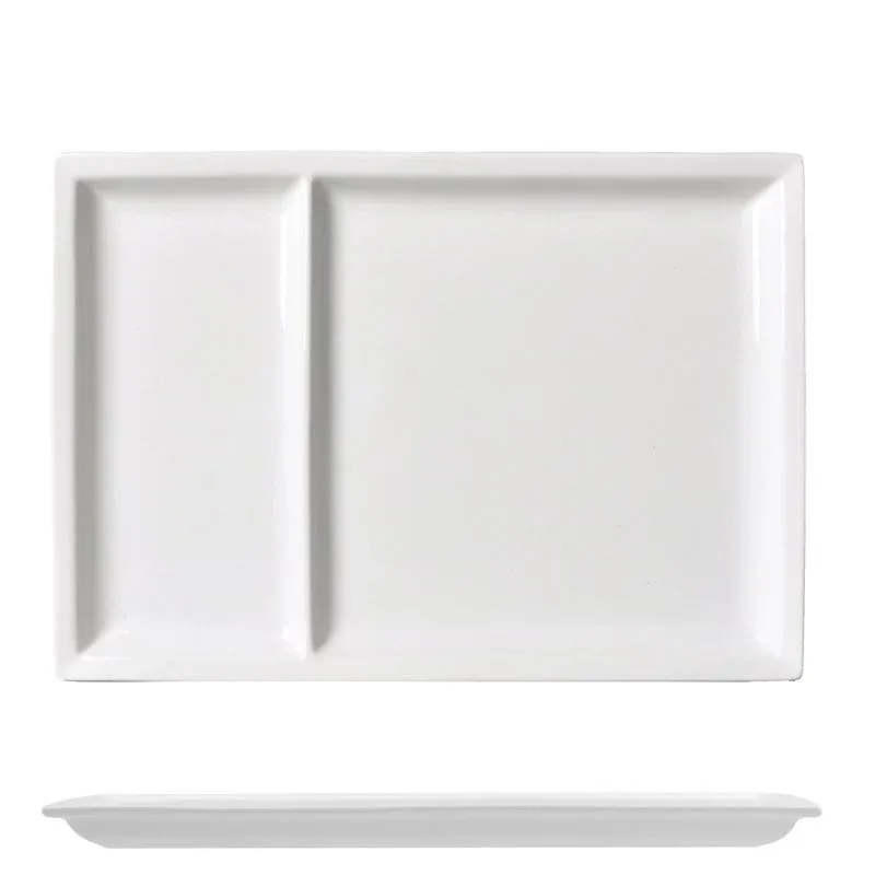 Nuova Collezione 31x22 cm - Lioness Justwhite Piatto Vassoio Rettangolare In Porcellana - Set 3 Pz