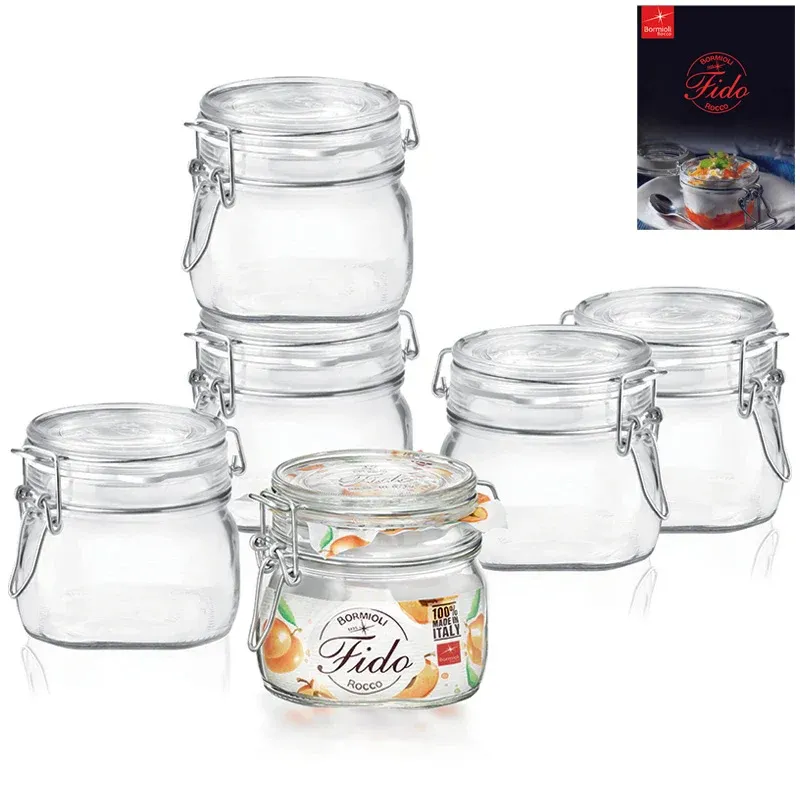 Offerta Del Giorno 50 cl - Bormioli Rocco Fido Vasetto Ermetico In Vetro Con Ricettario Fido - Set 6 Pz