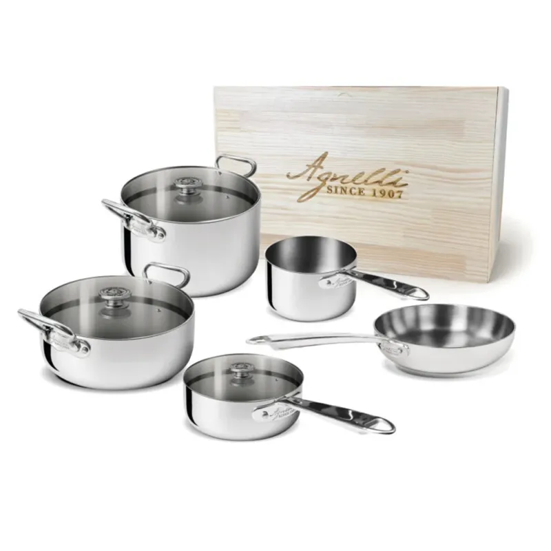 Novità Agnelli Alu-Inox 5-Ply Batteria Pentole Induzione In Alu-Inox Set 8 Pz