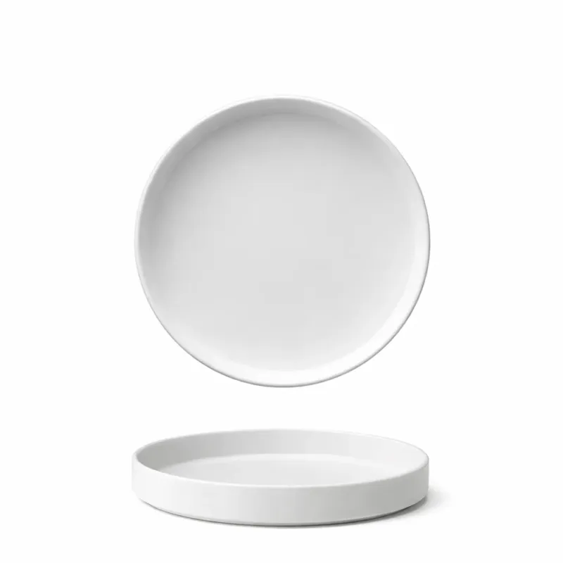 20 cm - Scandia Piatto Piano Impilabile Bordo Alto In Porcellana New Bone China Set 6 Pz Super Prezzo