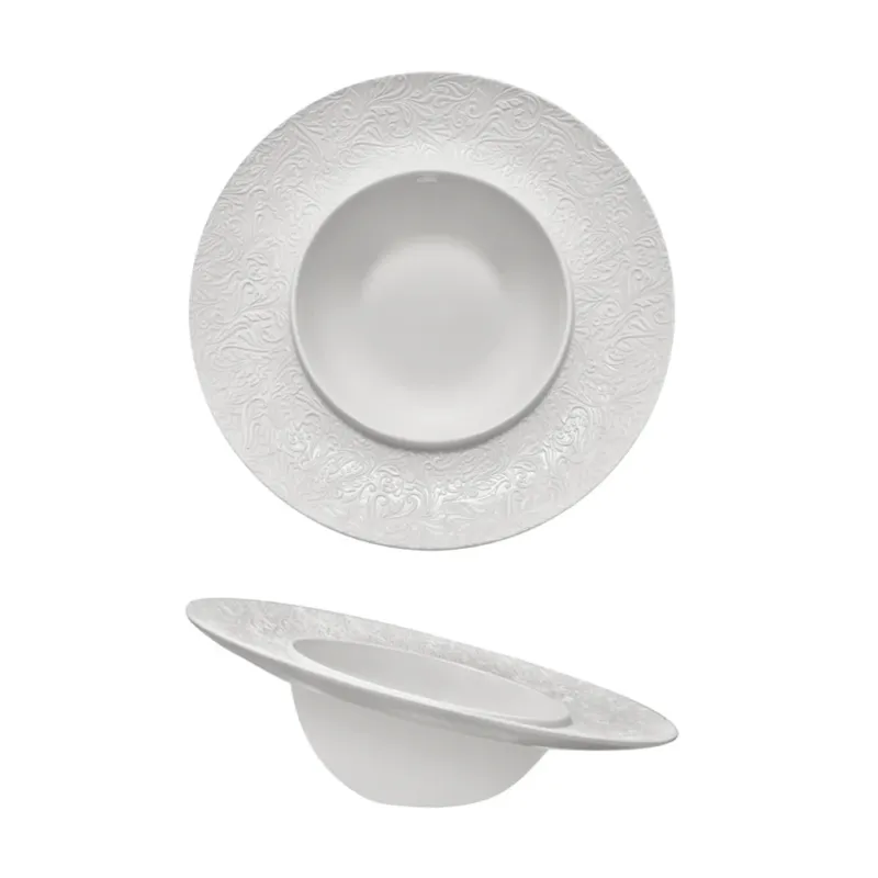 Soddisfatti O Rimborsati 25.5 cm - Essentia Damasco Piatto Fondo Gourmet Inclinato In Porcellana Set 2 Pz