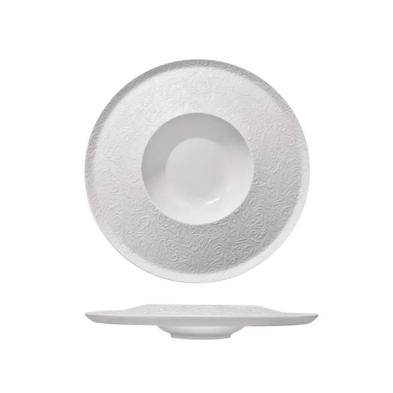 28 cm - Essentia Damasco Piatto Fondo Gourmet In Porcellana Set 4 Pz A Buon Prezzo