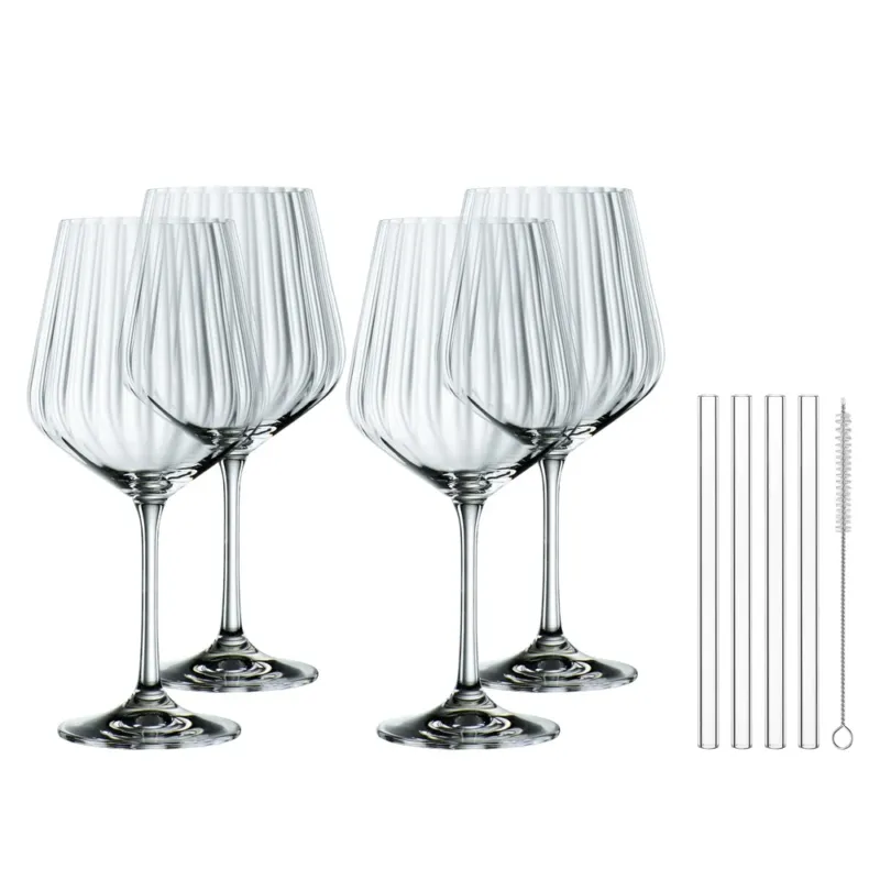 63.7 cl - Nachtmann Tastes Good Calice Cocktail Gin & Tonic Con Cannuccia In Vetro - Set 4 Pz Consegna Rapida