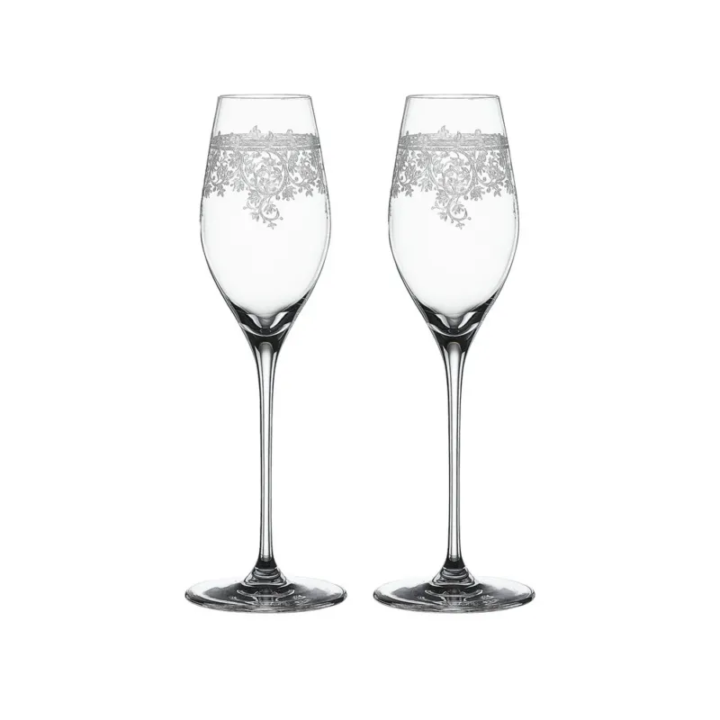 Spedito Oggi 30 cl - Spiegelau Arabesque Calice Flute Champagne In Vetro Cristallino - Set 2 Pz