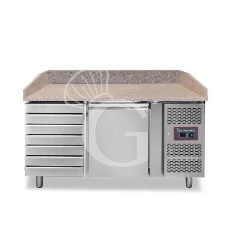 Banco Pizza refrigerato piano in granito 1 porta 7 cassetti 210 LT - SECONDA SCELTA Miglior Prezzo