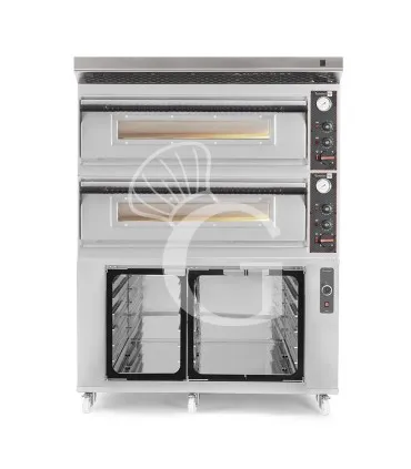 Saldi Forno pizza elettrico meccanico 6 + 6 pizze Ø 350 mm - 18 KW, cappa inox e cella di lievitazione inox