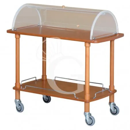 Prezzo Basso Carrello di servizio in legno con cupola e 2 ripiani colore noce L 1100 x P 550 x H 1070 mm