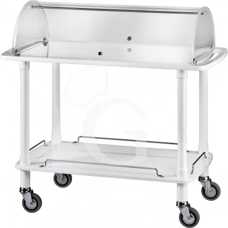 Acquista Ora Carrello di servizio in legno con cupola e 2 ripiani colore bianco L 1100 x P 550 x H 1070 mm