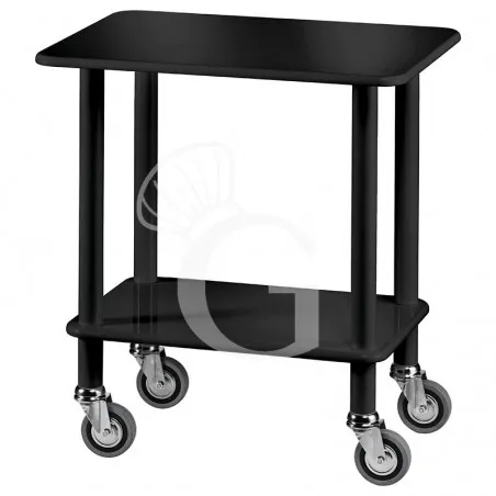 Carrello di servizio Gueridon in legno massello colore carbone, L 700 mm x P 500 mm x H 780 mm Nuovo Arrivo