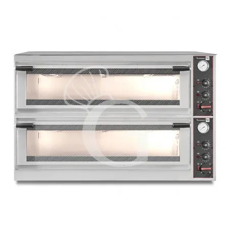 Forno Elettrico porta vetro 8 teglie 600x400 o 12 pizze diametro 400 mm 2 camere orizzontali controllo meccanico Saldi
