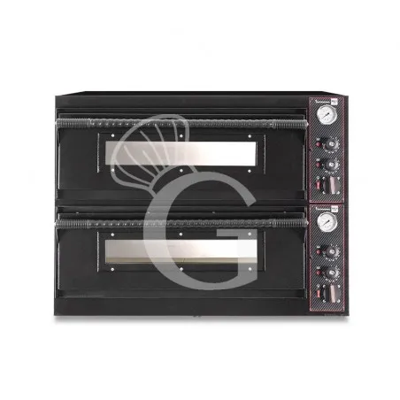 Forno Elettrico per 4+4 pizze diametro 350 mm 2 camere controllo meccanico 12 Kw con design nero Saldi
