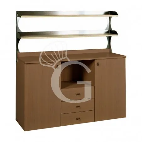 Direttamente Dal Produttore Mobile di servizio alto doppio con 2 sportelli, 3 cassetti, vano interno e 2 ripiani - L 1360 x P 480 x H 1550 mm - Noce