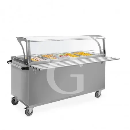 Carrello termico bagnomaria per 4 bacinelle GN1/1 - L 1580 mm x P 940 mm x H 1200 mm Popolare