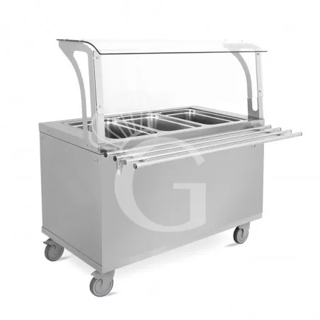 Ultimissimo Modello Carrello termico bagnomaria per 3 bacinelle GN1/1 - L 1200 mm x P 940 mm x H 1200 mm