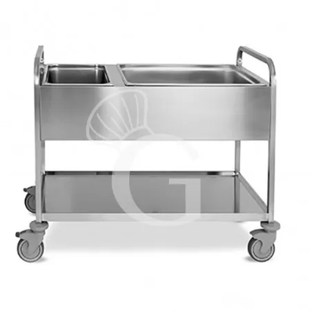 Compra Oggi Stesso Carrello di servizio da sbarazzo porta bacinelle 2x1/2GN+1x2/1GN in acciaio inox L 1170 mm x P 630 mm x H 940 mm