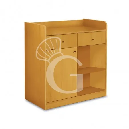 Mobile di servizio con 1 anta, 2 cassetti e 1 vano a giorno - L 940 x P 480 x H 980 mm - Giallo Sconto