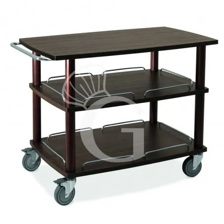 Carrello di servizio in legno massello con 3 piani - L 1100 x P 560 x H 870 mm - Mogano Promo Stagionale
