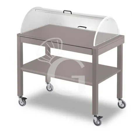 Occasione Imperdibile Carrello in legno laccato 2 piani con cupola semicilindrica - L 1000 x P 560 x H 1100 mm - Grigio