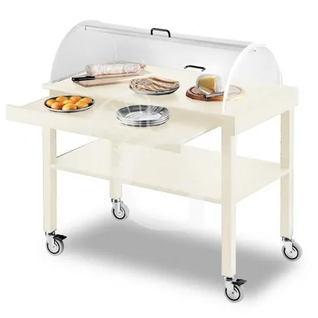 Miglior Prezzo Carrello in legno laccato 2 piani con cupola semicilindrica - L 1000 x P 560 x H 1100 mm - Bianco